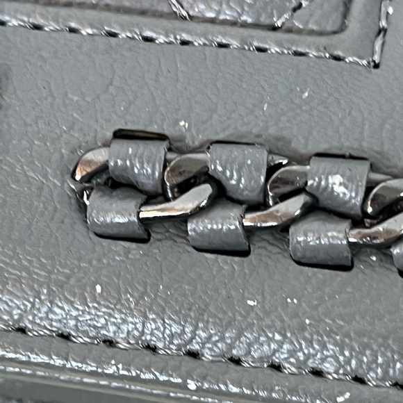 La Polo Women’s Crossbody Bag Gray Silver Faux Leather Patches Designer Purse - Picture 7 of 14